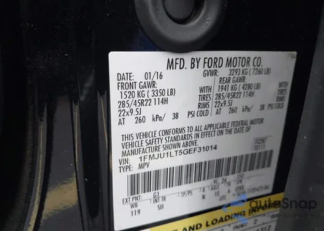 2016 Ford Expedition Platinum z USA, uszkodzony, nr VIN 1FMJU1LT5GEF31014